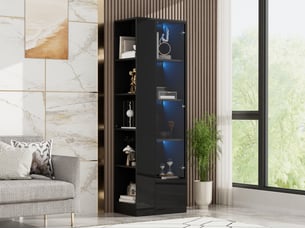 Vitrine coloris noir 7 étagère(s) <strong>BIQZUYA</strong> <strong></strong> - 50 cmx160 cm