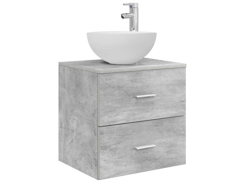Meuble lavabo mural, meuble de rangement gris béton 49.5x35x63 cm - Conforama A