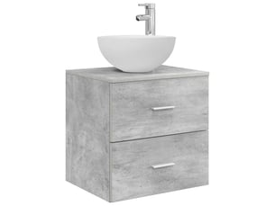 Meuble lavabo mural, meuble de rangement gris béton 49.5x35x63 cm