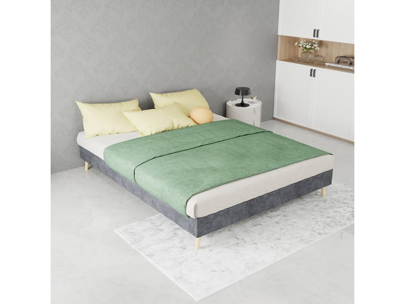  Lit en tissu et métal gris 140 x 200 cm  - Conforama D