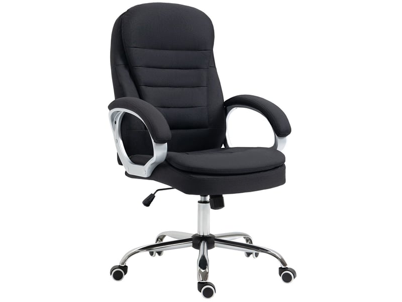  Fauteuil de bureau ergonomique noir lin 64x75x111-121cm, réglable en hauteur, avec fonction bascule 921-170BK - Conforama C