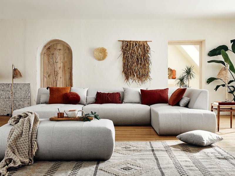  Onyx - canapé modulable panoramique d'angle droit 7 places - en tissu - lisa design - gris clair ONYX - Conforama E