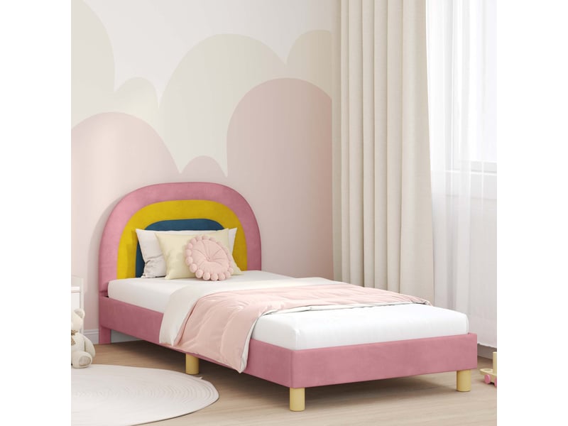  Cadre de lit pour enfants - lit jeune avec tête de lit rose 90 x 190 cm  - Conforama B