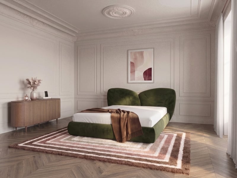  Bobochic lit bas danae tissu velours lisse vert 140x190 DANAE - Conforama C