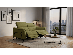 Canapé 2 places roden, 2x relax, tissu velours olive
