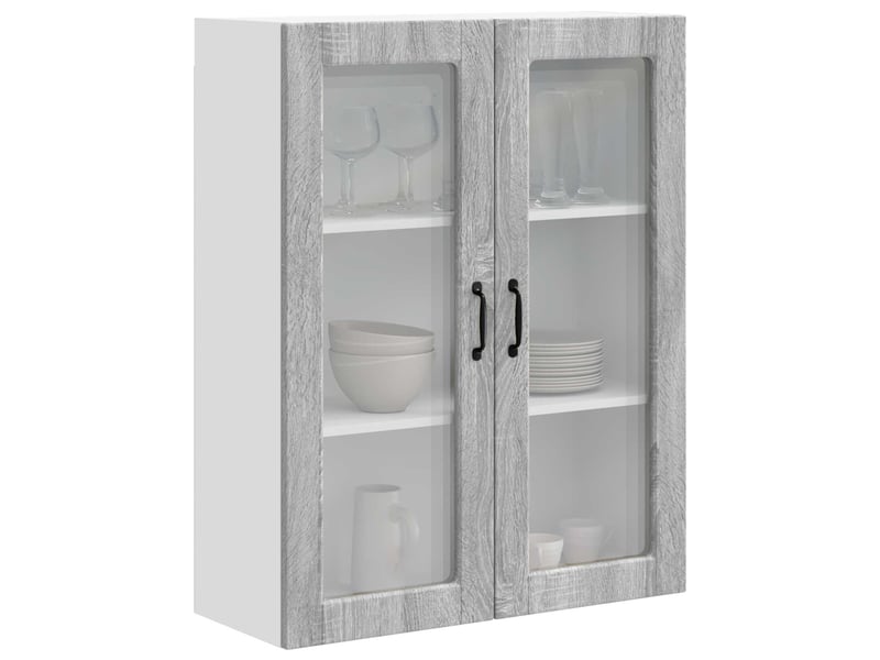 Meuble mural de cuisine, cabinet en verre mural gris sonoma 80x31x100cm - Conforama C