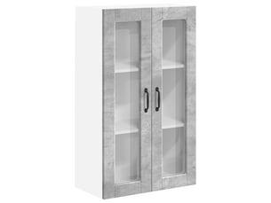 Meuble mural de cuisine, cabinet en verre mural gris béton 60x31x100cm shl3109