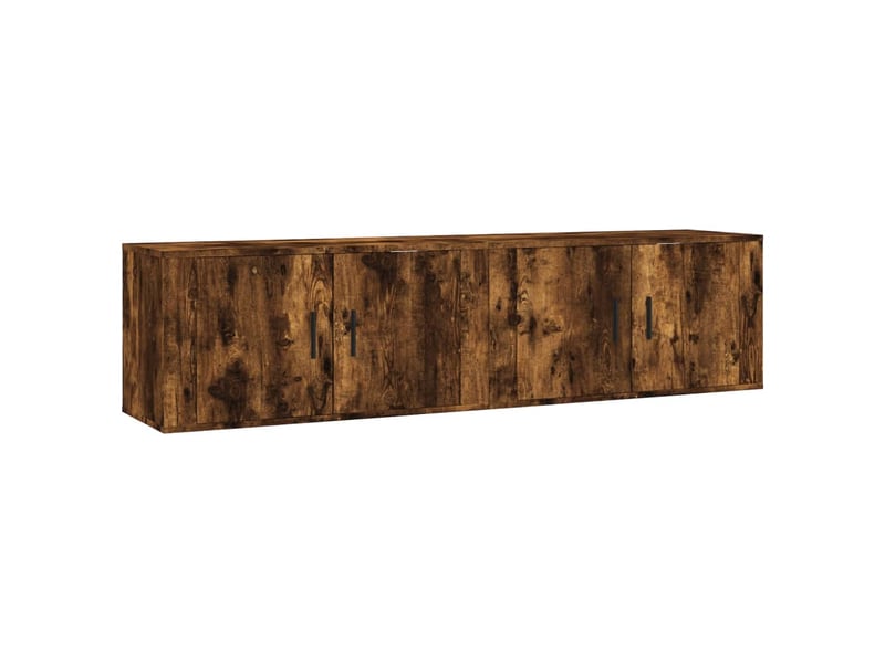  Lot de 2 meuble tv mural, meuble tv suspendu chêne fumé 80x34,5x40 cm  - Conforama A