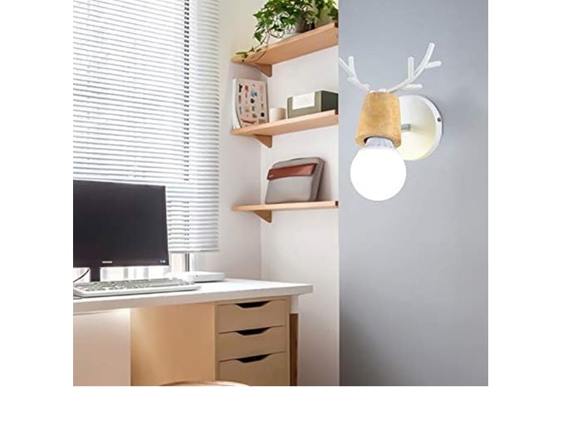  Lot de 2 applique murale moderne créative design cerf antler blanc bois et métal 7914674603 - Conforama E