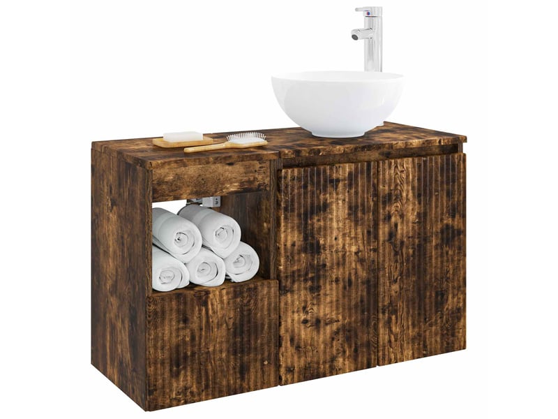  Ensemble de mobilier de salle de bain 2 pc chêne fumé cf64085  - Conforama C
