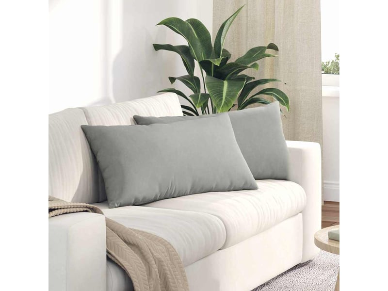 Lot de 2 coussins de canapé, coussins décoratifs tissu gris clair 80 x 40 cm cf58850  - Conforama B