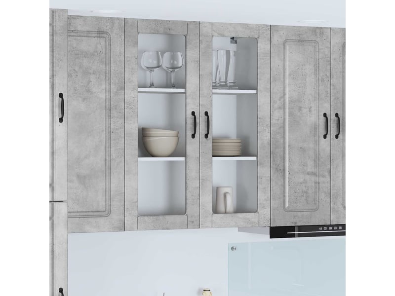  Meuble mural de cuisine | armoire de cuisine gris béton 80x31x100cm shl4974  - Conforama B
