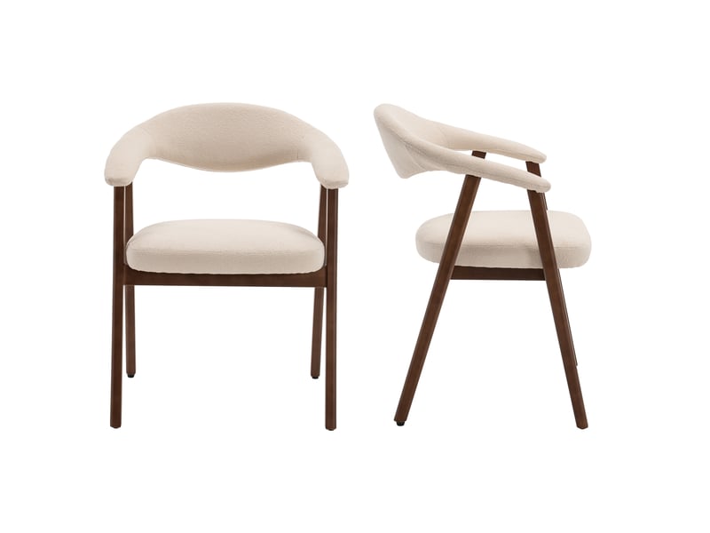  Lot de 2 chaises en bois foncé et tissu boucle beige barbara  - Conforama C