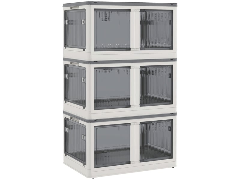  Coffret de rangement, lot de 3, pliable, à roulettes, 60 x 42 x 34 cm, blanc  - Conforama B