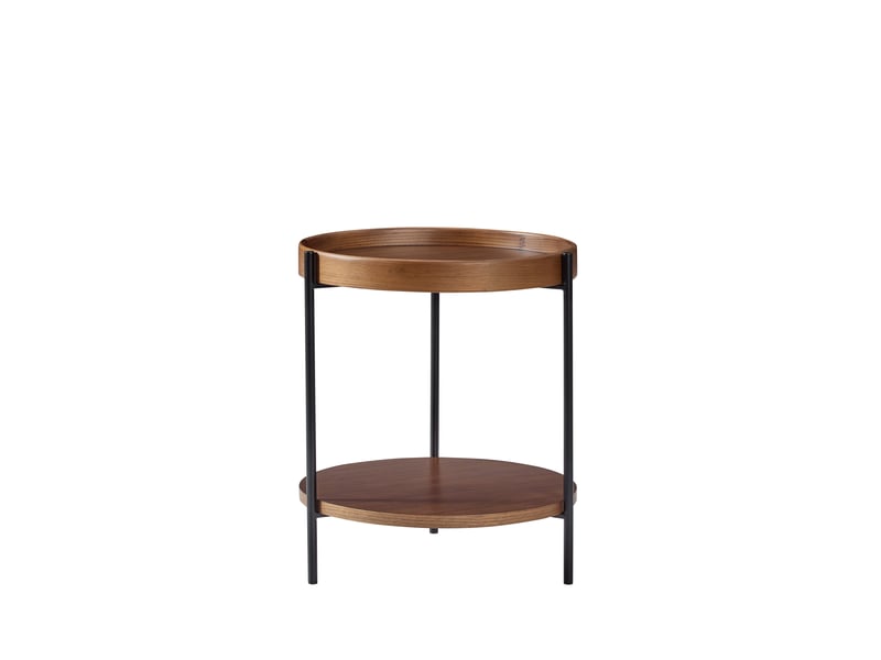 Table d’appoint ronde à double plateau, bois massif et métal, 44x44x48 cm, montage facile - Conforama A
