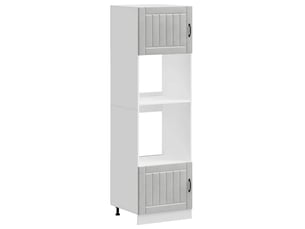 Lot de 2 armoires à four classiques 60 x 57 x 207 cm avec pieds réglables design peu encombrant en bois d'ingénierie gris béton 02_0055710