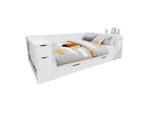 Lit avec rangement 140x200 cm coloris blanc