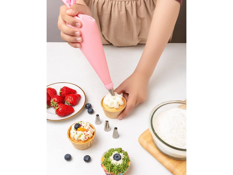  Ensemble de poches à douille, douilles à pâtisserie, accessoires de pâtisserie (rose, 40 pièces) - pink  - Conforama E