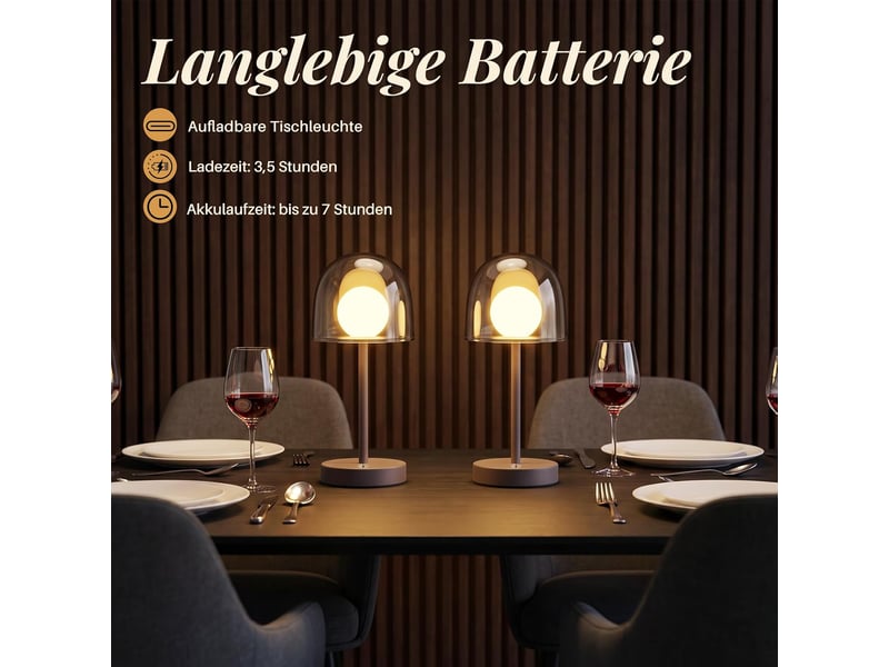  Zmh lampe de table tactile sans fil lampe de chevet led intensité variable pour bureau  - Conforama C
