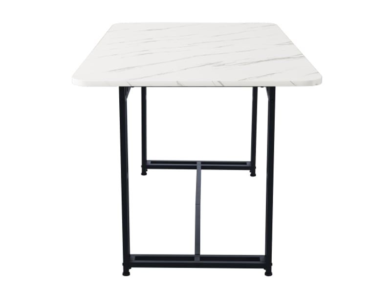  Table à manger de luxe légère 120 x 70 x 74 cm, rectangulaire avec structure en métal et pieds en métal pour salle à manger, blanc et noir  - Conforama B
