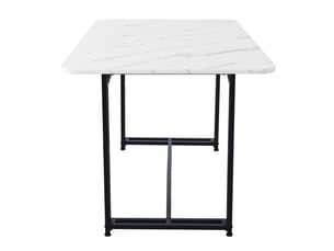 Table à manger de luxe légère 120 x 70 x 74 cm, rectangulaire avec structure en métal et pieds en métal pour salle à manger, blanc et noir