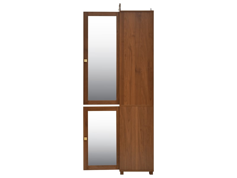  Armoire ouverte avec 2 portes, 1 tiroir et miroir pleine longueur pour chambre et entrée en mdf noyer 115,5 × 38,5 × 194,5 cm  - Conforama E