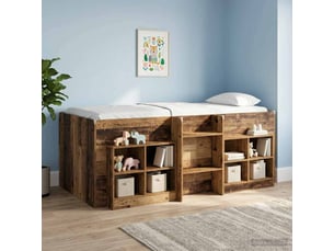 Armoire de lit 2 pièces bois ancien 66x33x48 cm