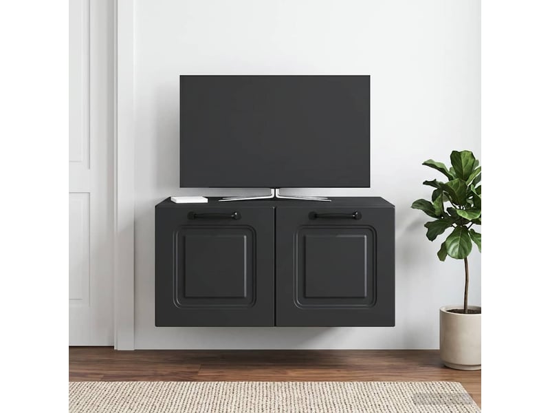 Meuble tv - banc tv - meuble de rangement mural noir 59,5 x 41 x 30 cm bois d'ingénierie - Conforama B