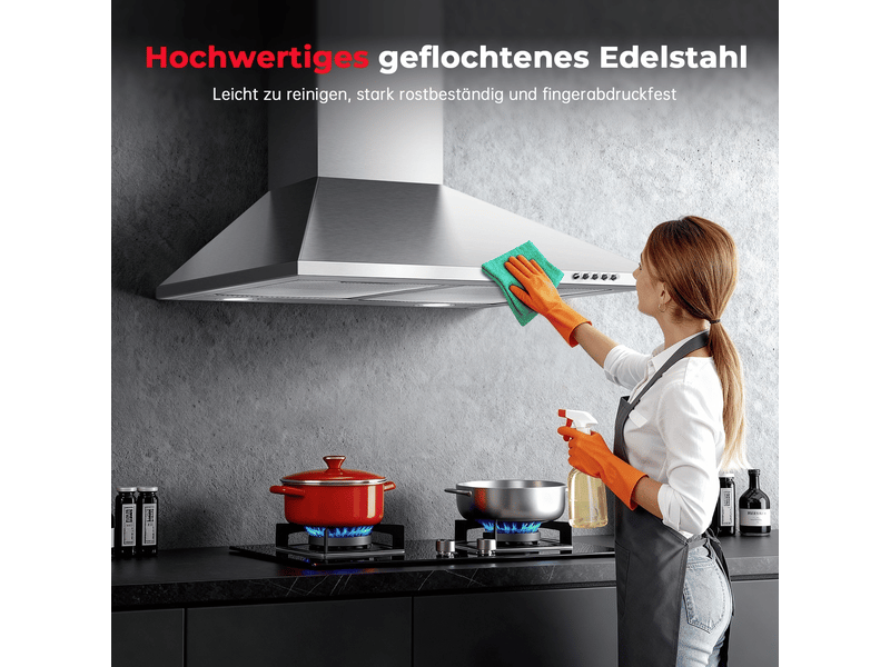  Hotte aspirante murale 60 cm en acier inoxydable, 400 m³h, évacuation ou recyclage, filtres à graisse et éclairage led  - Conforama W