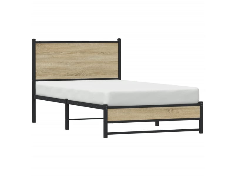 Lit simple- lit adulte -  cadre de lit en métal sans matelas chêne sonoma 100x200 cm  - Conforama C