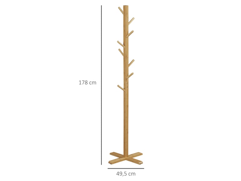  Porte-manteau 49,5x178 cm 8 crochets coloris bois naturel en bambou  - Conforama D
