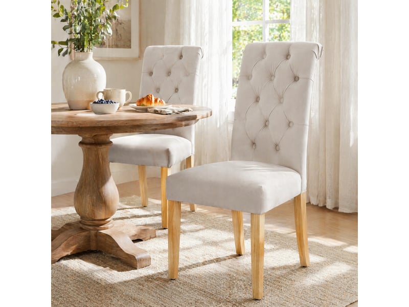 Lot de 2 chaises de salle à manger,43x63x100 cm,velours,beige - Conforama B