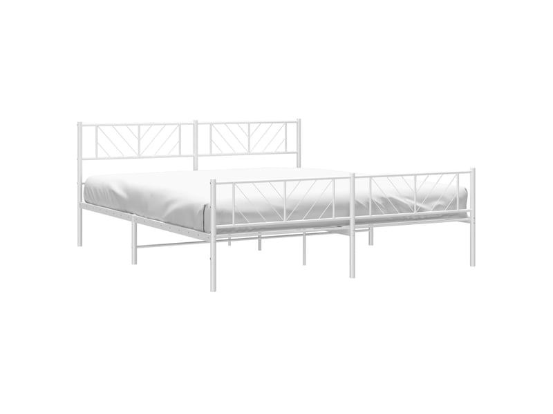  Lit double- lit adulte -  cadre de lit métal sans matelas et pied de lit blanc 180x200 cm  - Conforama B