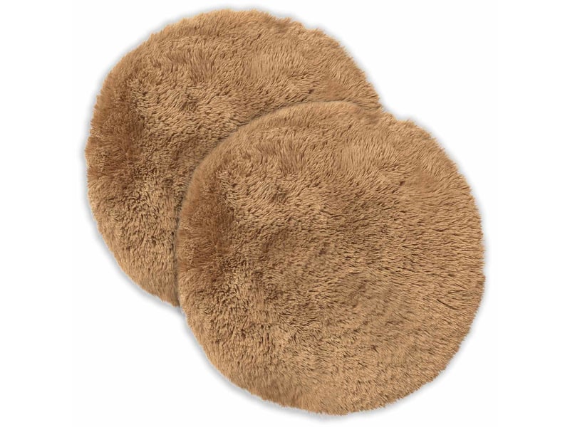  Lot de 2 coussins avec oreiller, coussins décoratifs heerlen taupe fleece pv cf50594  - Conforama A
