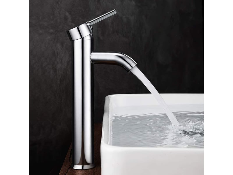  Robinet avec haut robinet pour lavabo ou vasque de salle bain, chaude et froide réglable de mitigeur lavabo, laiton chromé  - Conforama A