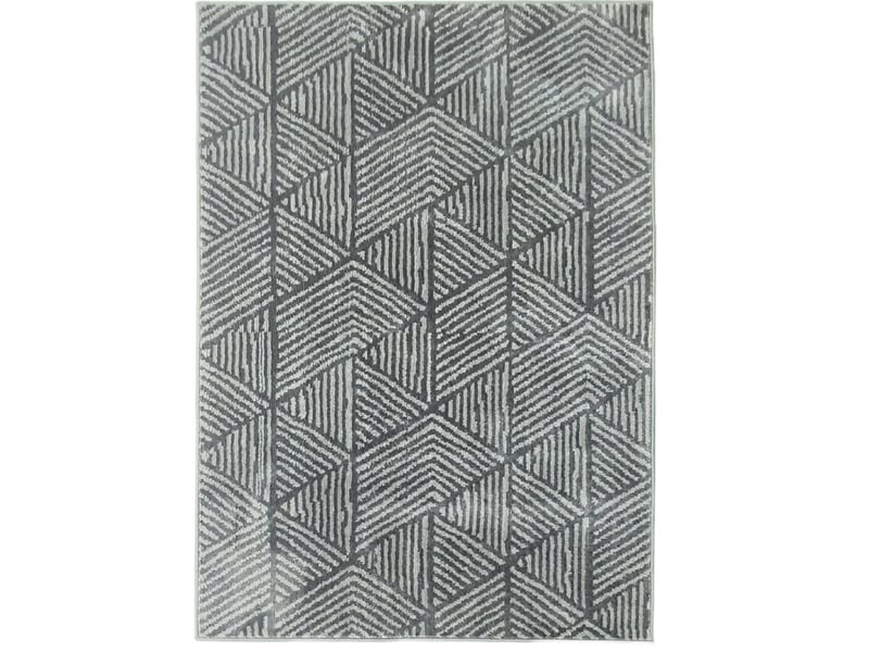  Tapis de salon lavable à motif géométrique, adapté au chauffage au sol en polypropylène gris foncé 150 × 80 cm  - Conforama A