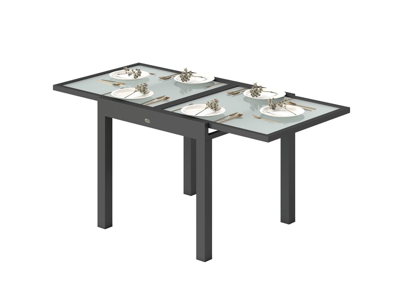  Table de jardin extensible aluminium et verre trempé 160 x 80 x 75 cm  - Conforama B