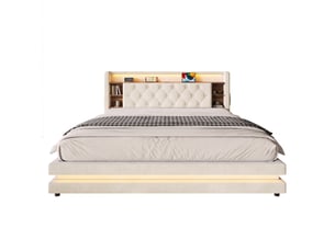 Lit coffre 180x200 cm <strong></strong>  <strong>Seren Glow</strong> coloris beige
