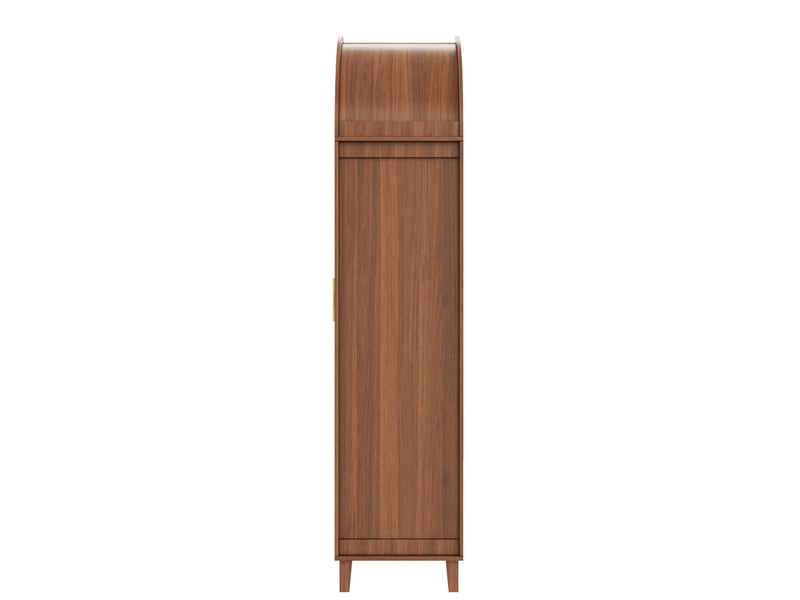 Armoire 2 portes, niche arrondie avec led contrôlée par application, penderie, 2 tiroirs, décor cannage, noyer  - Conforama E