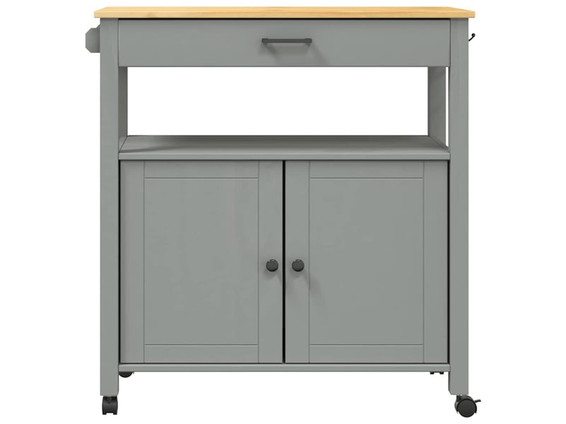  Desserte de cuisine, chariot de rangement 84x40x88,5 cm gris bois massif de pin shl5944  - Conforama E