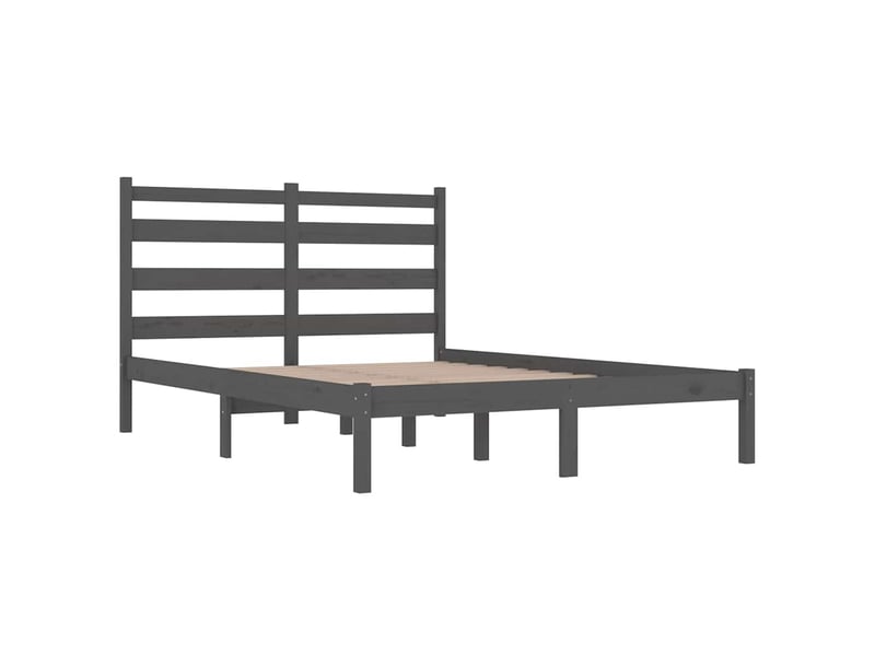 Lit double- lit adulte - cadre de lit sans matelas gris bois massif 200x200 cm - Conforama C