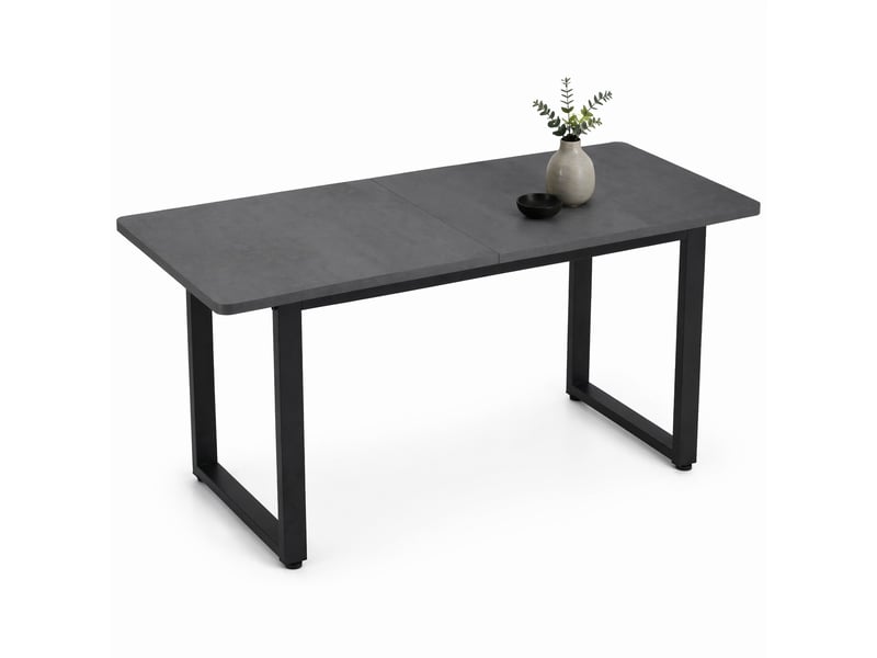  Table de salle à manger rectangulaire style industriel en panneaux de particules et métal noir et gris  - Conforama A