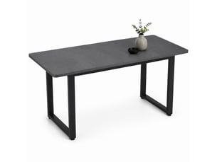 Table de salle à manger rectangulaire style industriel en panneaux de particules et métal noir et gris