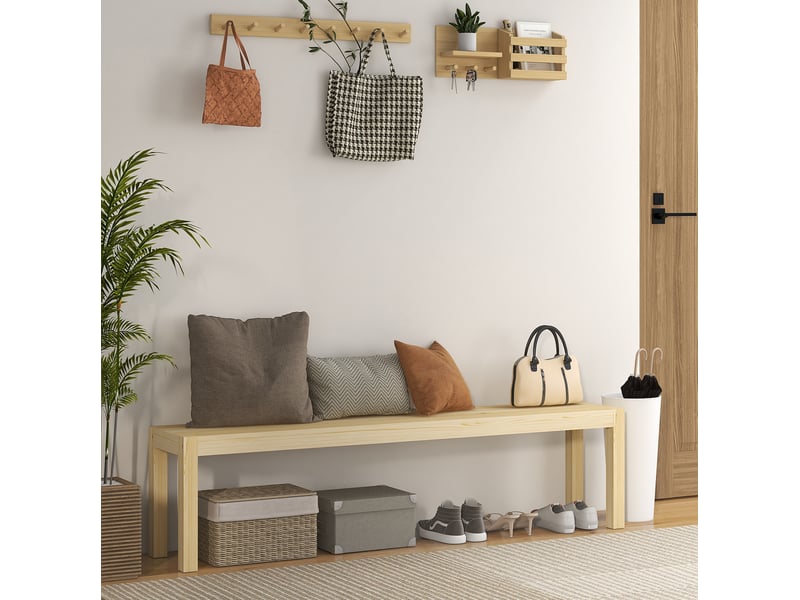  Banc 3 places 175x33x45 cm style campagne bois couleur naturelle  - Conforama B