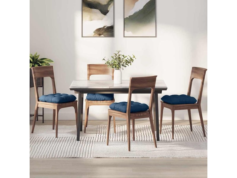  Lot de 4 coussins de siège, coussins décoratifs tissu bleu 40 x 40 x 12 cm cf59953  - Conforama B