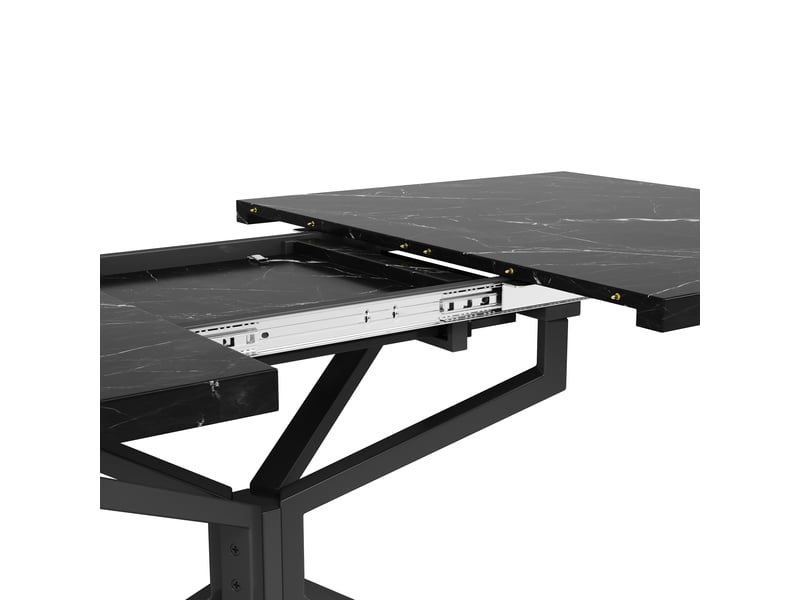  Table à manger extensible, 120 à 160 cm, rectangulaire, mdf et métal, noir, piètement en métal stable  - Conforama E