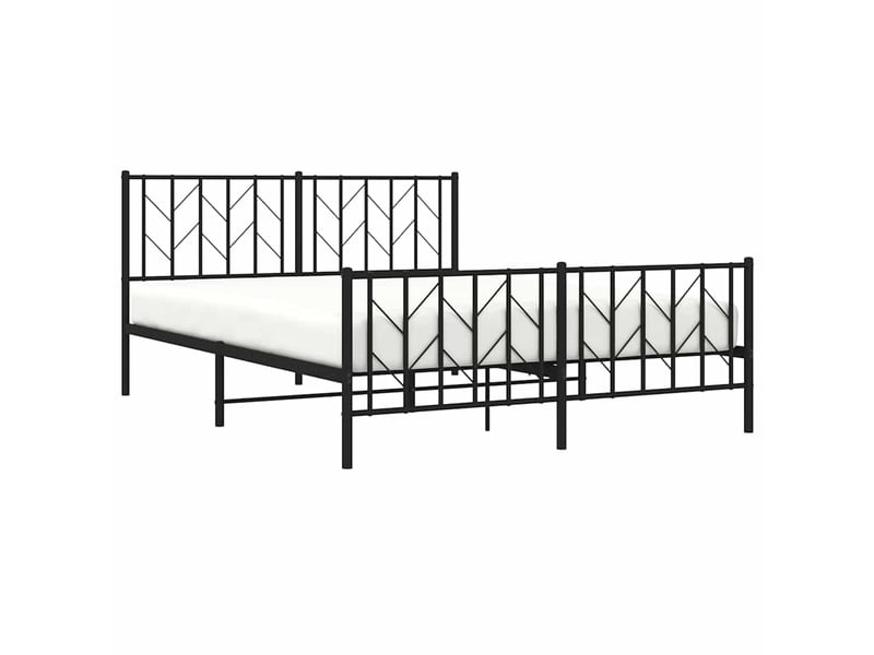  Lit double- lit adulte -  cadre de lit métal sans matelas avec pied de lit noir 150x200cm  - Conforama D