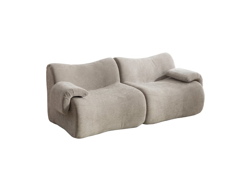  Canapé 2 places, revêtement en tissu chenille, sans assemblage, gris  - Conforama A