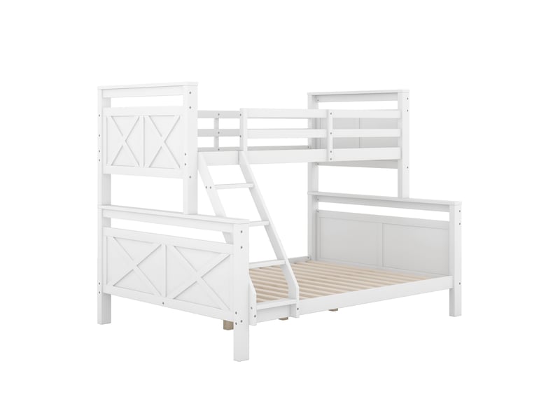  Lit superposé blanc 90/140 × 200 cm, convertible en 2 lits, échelle et garde-corps  - Conforama E