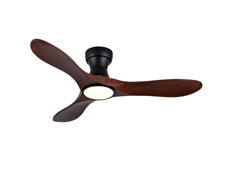  Ventilateur de plafond 106 cm noir et noyer foncé avec led et télécommande  - Conforama A